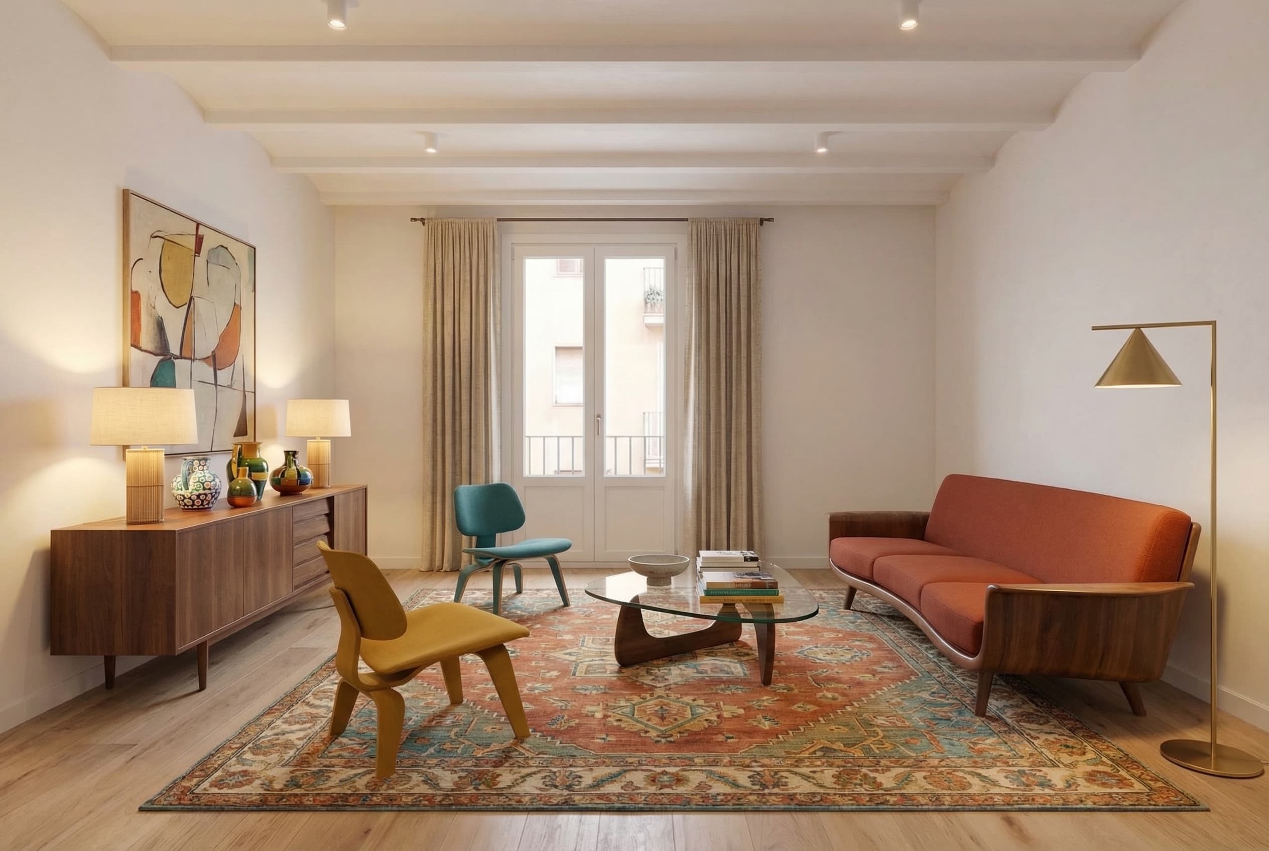 Salón decorado en estilo Barcelona