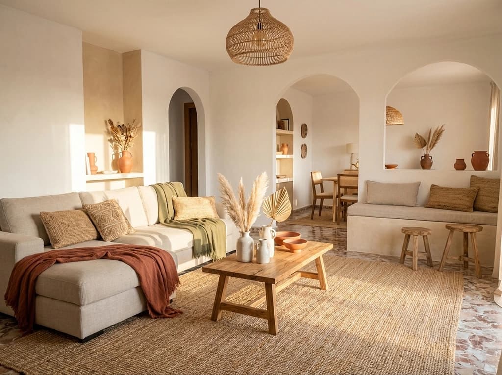 Salón decorado en estilo LA Solstice — Antes